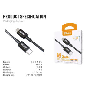 Cable CK-61 TYPE C-C FAST CHARGING 1M 2.4A BLACK